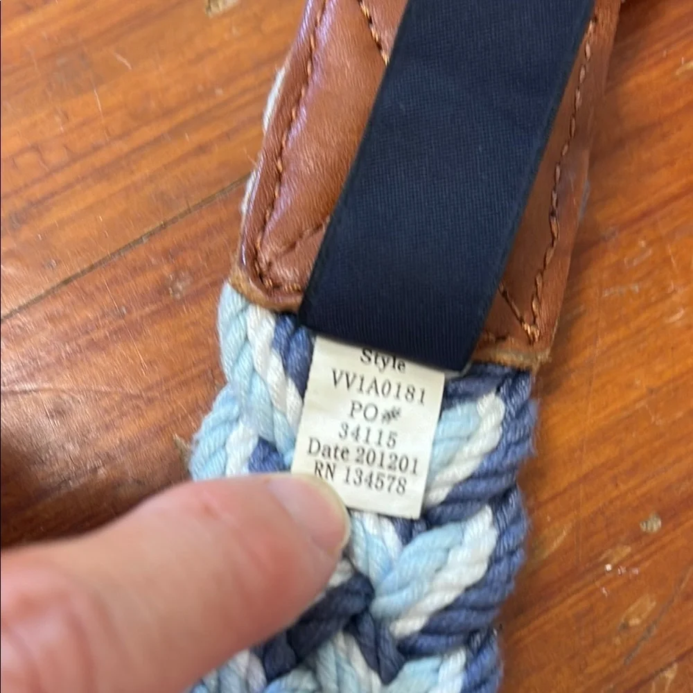 Vineyard Vines Braided‎ Blue Brown Belt Silver Rings size Small